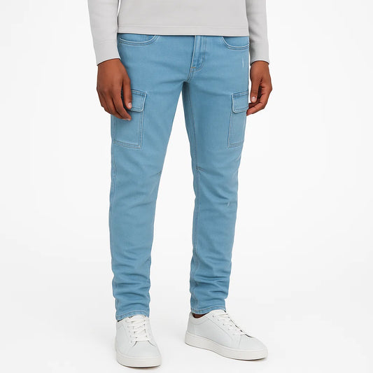 Męskie Spodnie Cargo Jeans Slim Fit