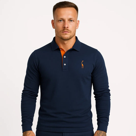 Męska Koszulka Polo Casual z Długim Rękawem