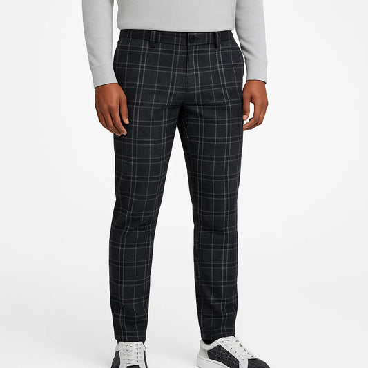 Męskie Spodnie w Kratę Slim Fit