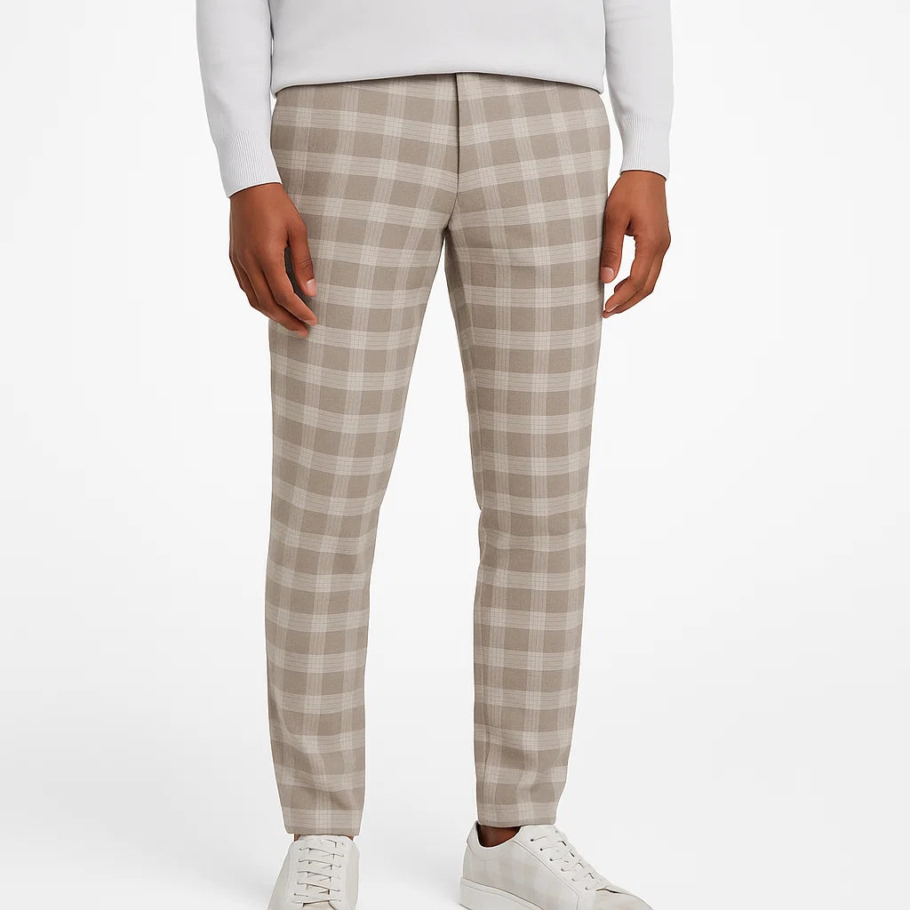 Męskie Spodnie w Kratę Slim Fit